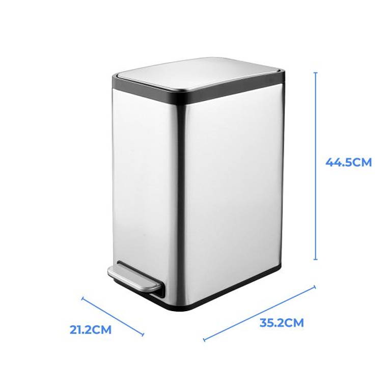 Basurero 15L Metalico Acero Inoxidable 1 Pedal 2