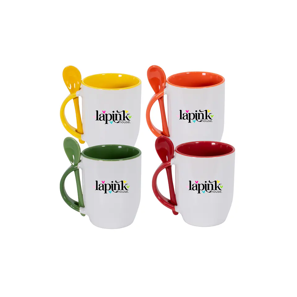 Tazon Mug Personalizado 11 oz Mango Interior Color Cuchara 2