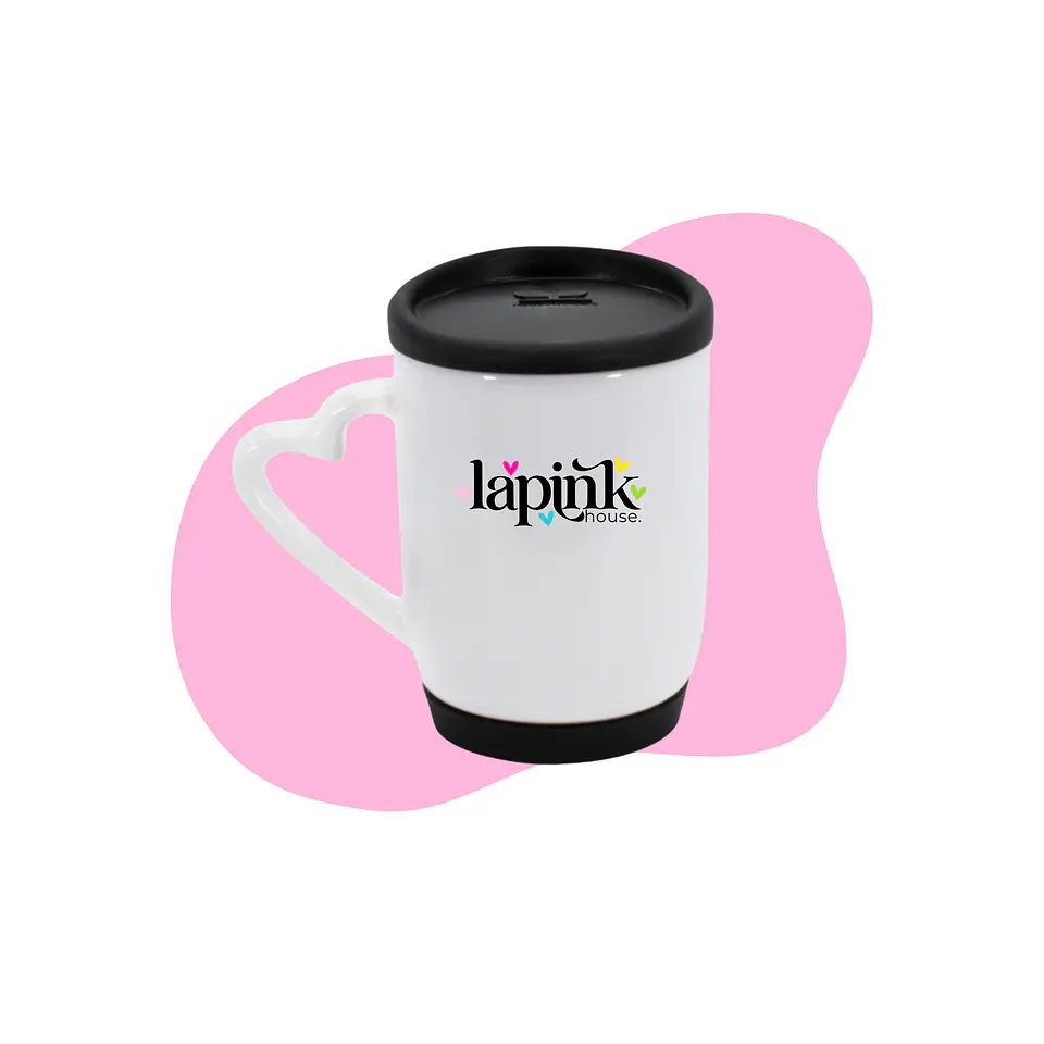 Tazon Mug Personalizado 12 oz Tapa y Base Silicona Mango Corazón 1