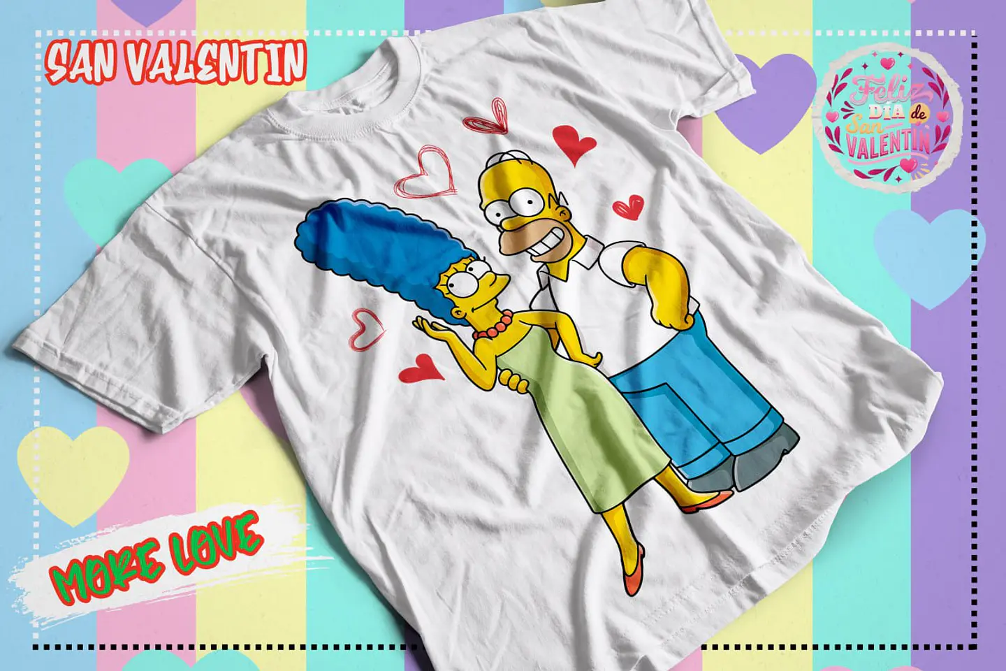 Polera San Valentin Dia del Amor y la Amistad Los Simpsons 6