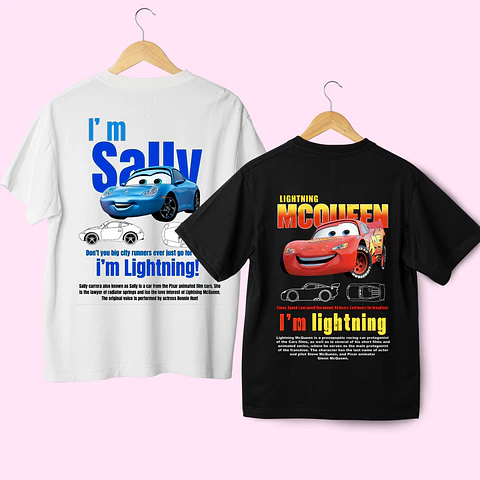 Polera Pareja San Valentín Amor y Amistad Cars McQueen y Sally