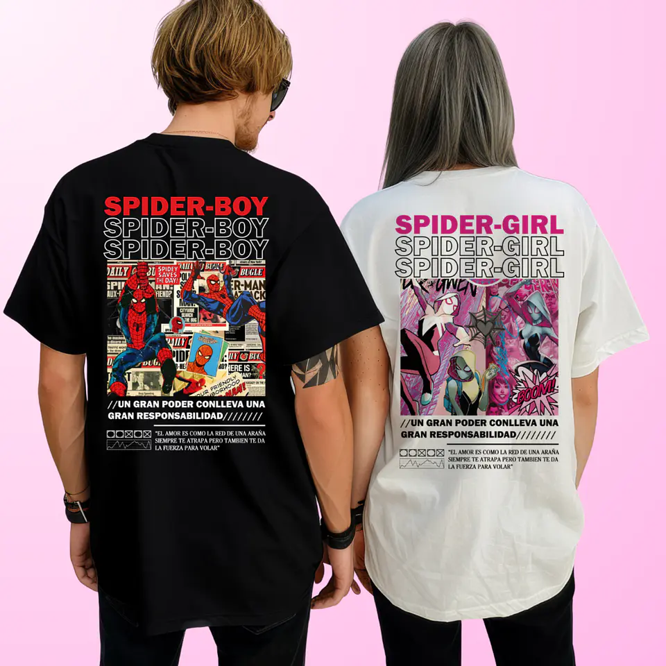 Polera Pareja San Valentín Amor y Amistad Cars Spiderman SpiderGirl 1