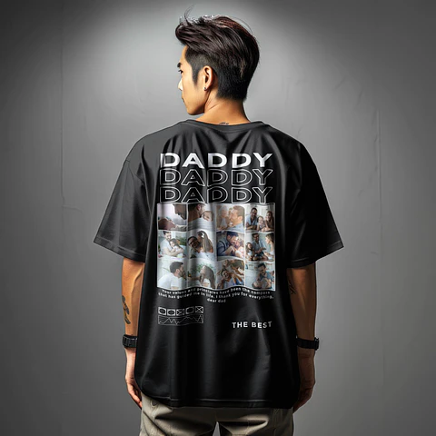 Polera Día del Padre Collage Fotos Personalizada 