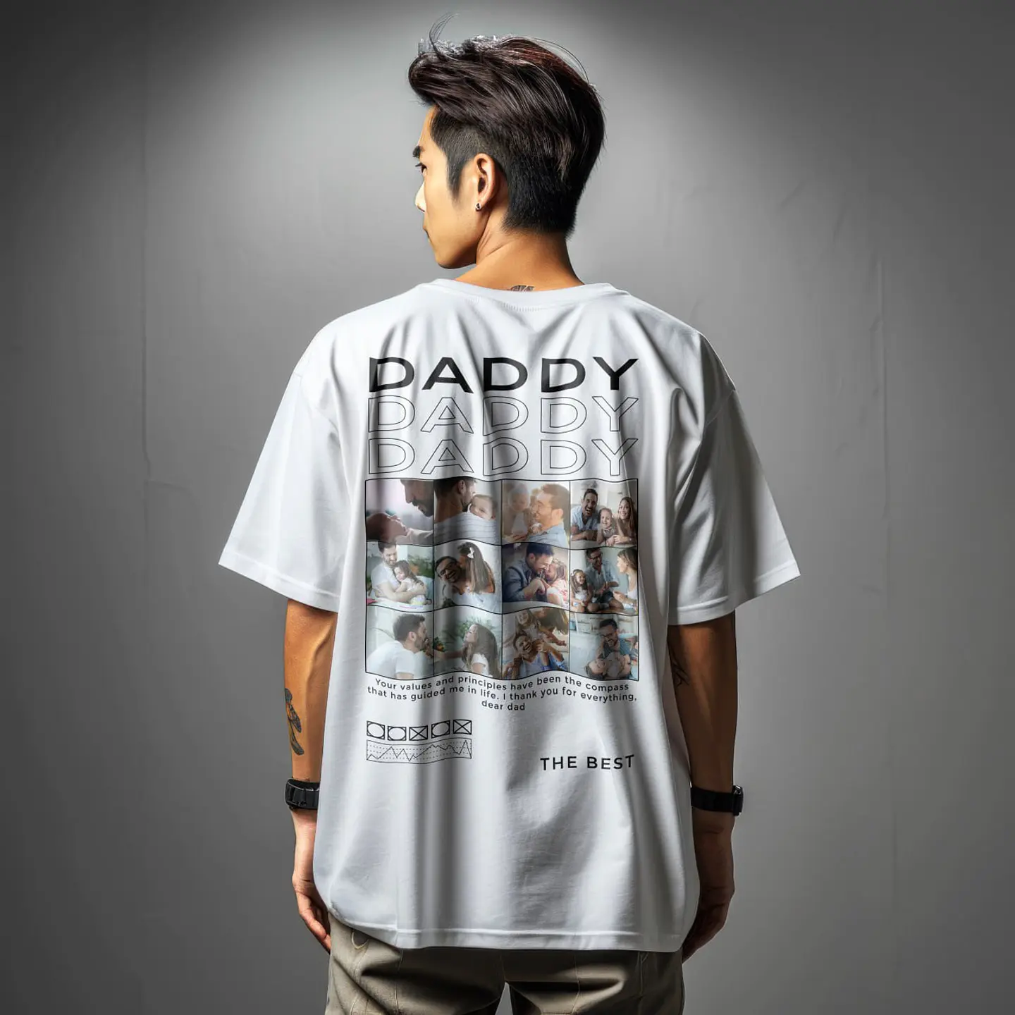 Polera Día del Padre Collage Fotos Personalizada  2