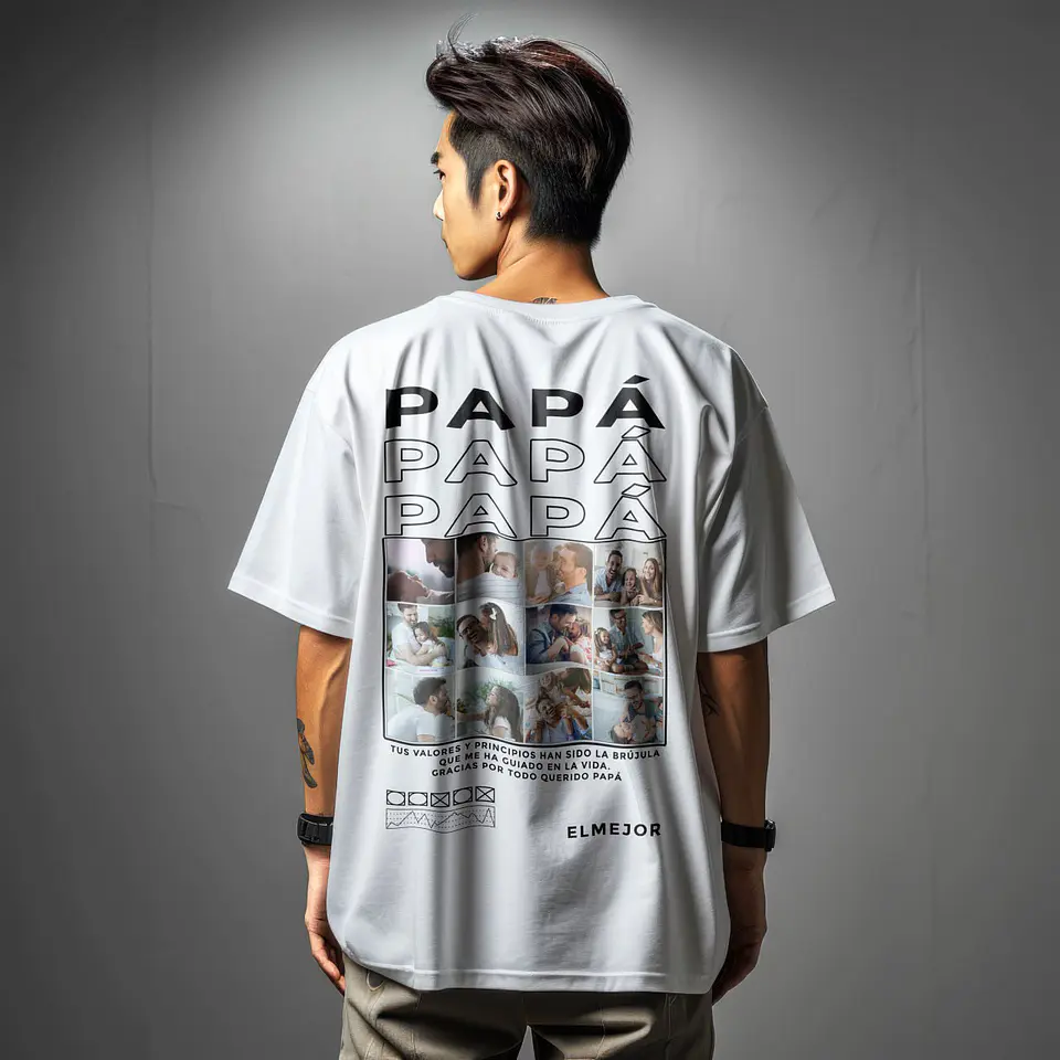 Polera Día del Padre Collage Fotos Personalizada  3