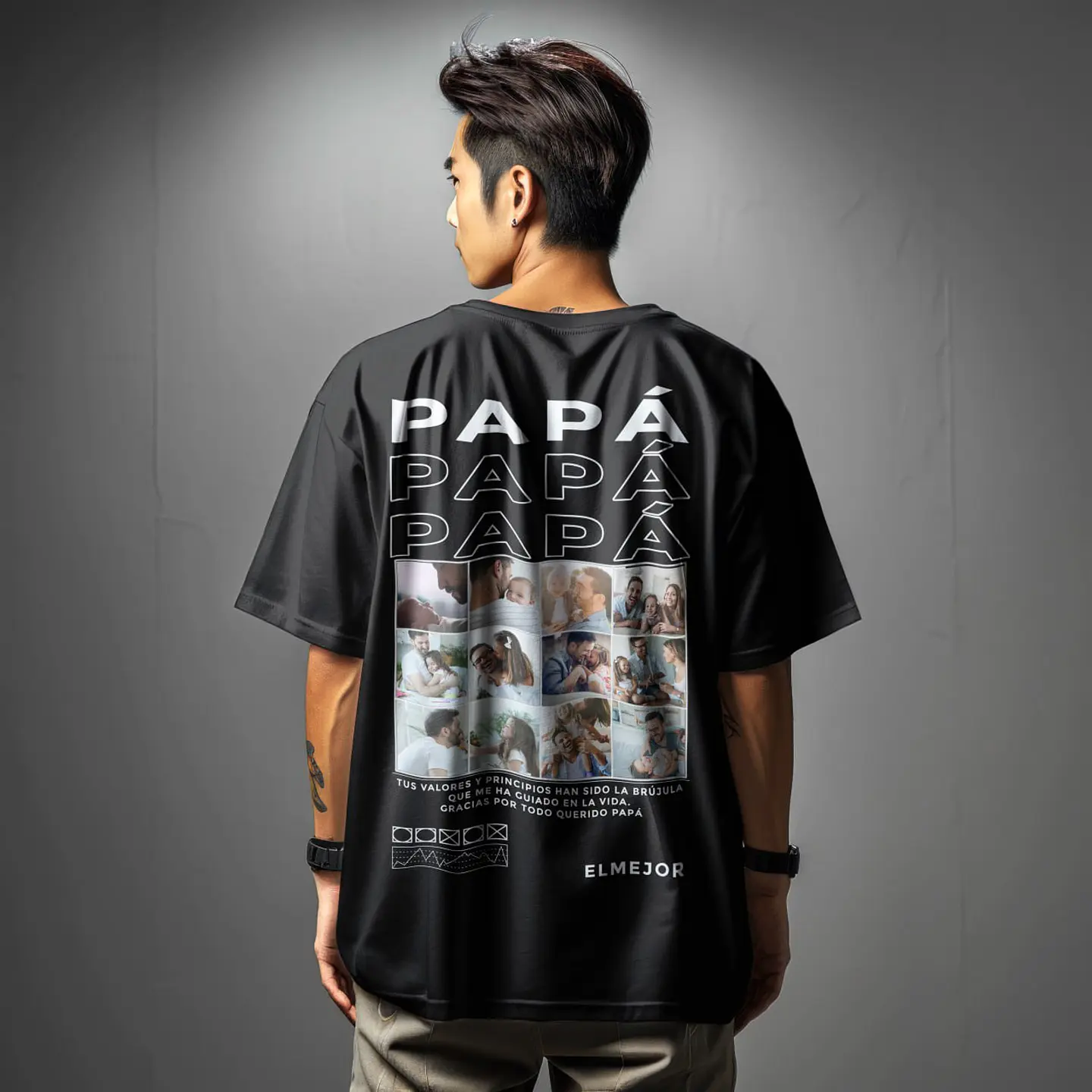 Polera Día del Padre Collage Fotos Personalizada  4