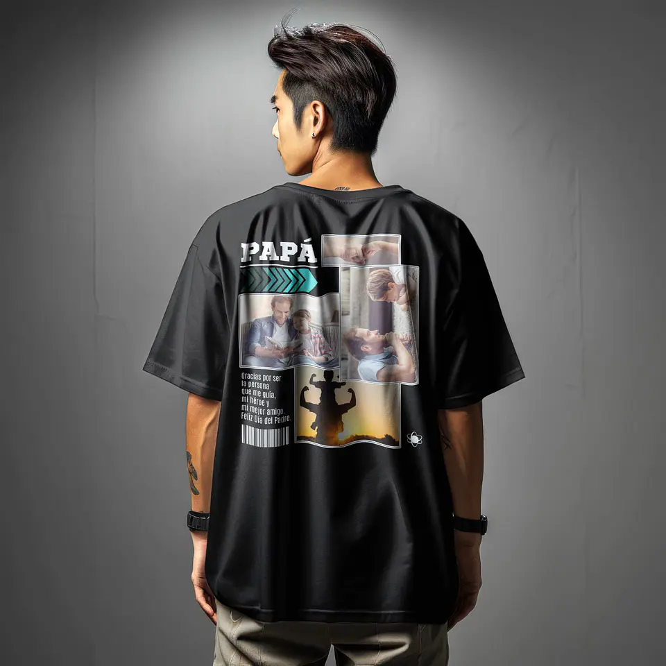Polera Día del Padre Collage Fotos Personalizada  5