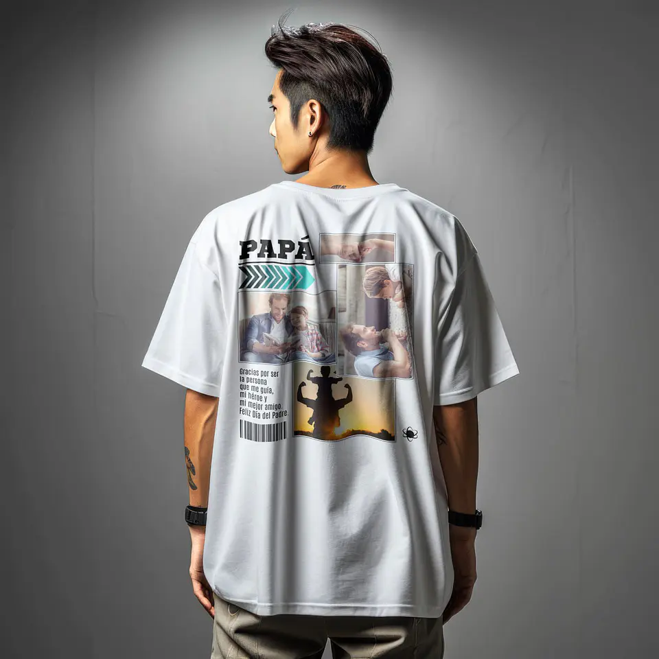Polera Día del Padre Collage Fotos Personalizada  6