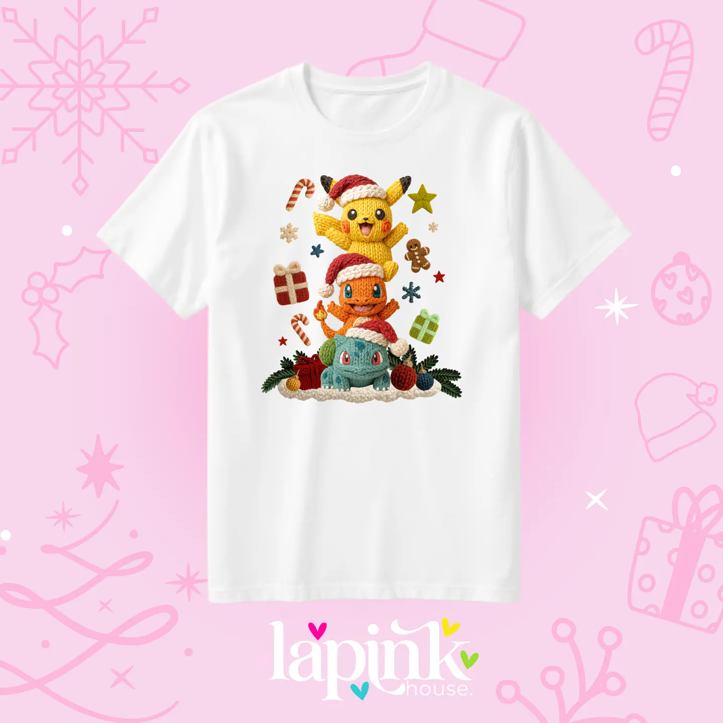 POLERA NAVIDAD POKEMON EFECTO BORDADO 1