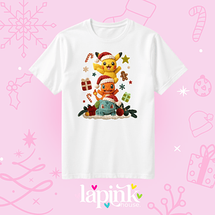POLERA NAVIDAD POKEMON EFECTO BORDADO