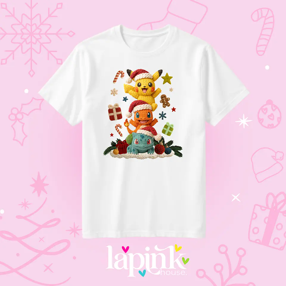 POLERA NAVIDAD POKEMON EFECTO BORDADO 1