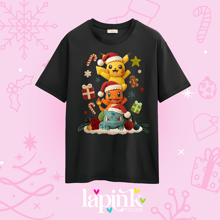 POLERA NAVIDAD POKEMON EFECTO BORDADO 2