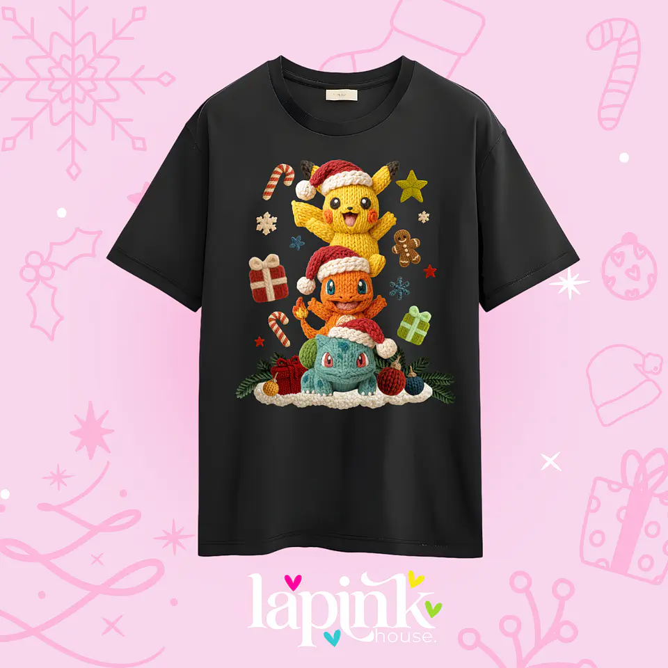 POLERA NAVIDAD POKEMON EFECTO BORDADO 2