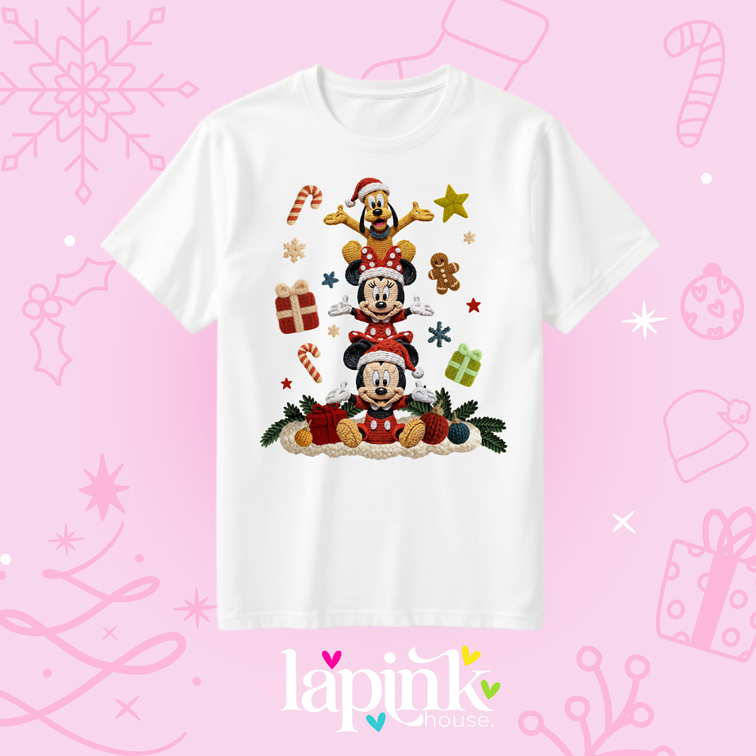 POLERA NAVIDAD MICKEY DISNEY EFECTO BORDADO 1