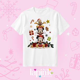 POLERA NAVIDAD MICKEY DISNEY EFECTO BORDADO