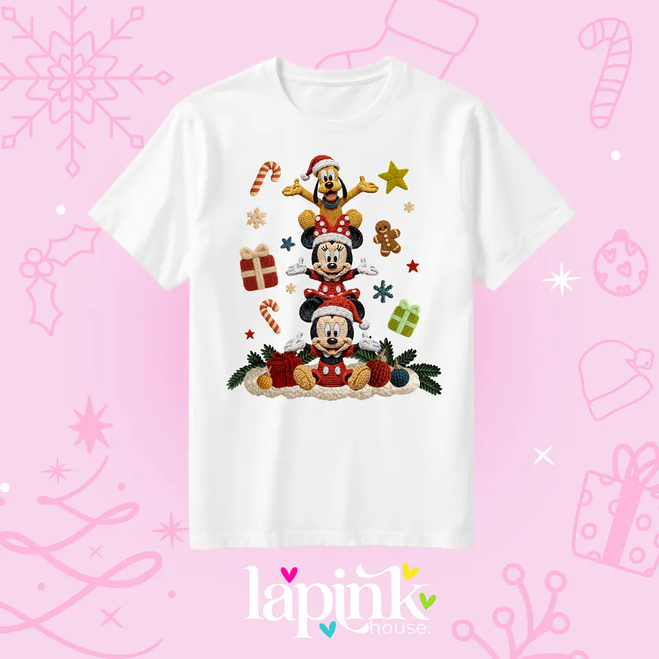 POLERA NAVIDAD MICKEY DISNEY EFECTO BORDADO 1