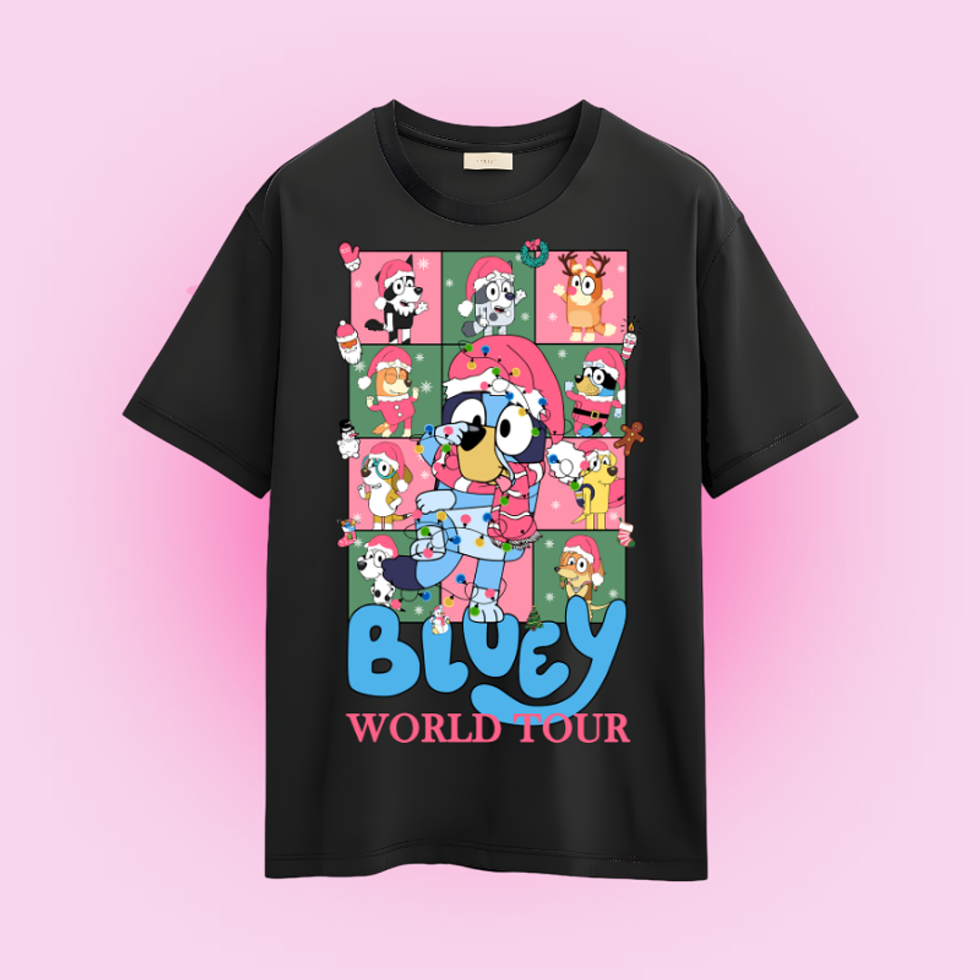 POLERA NAVIDAD BLUEY WORLD TOUR 2