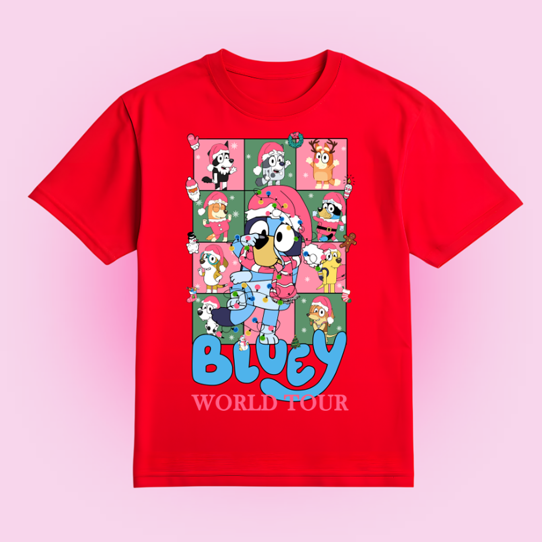 POLERA NAVIDAD BLUEY WORLD TOUR 3