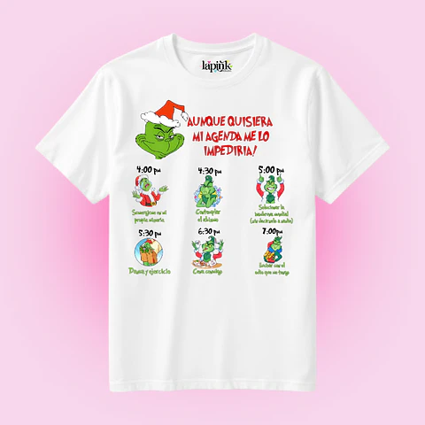 POLERA NAVIDAD GRINCH MI AGENDA ME LO IMPEDIRIA