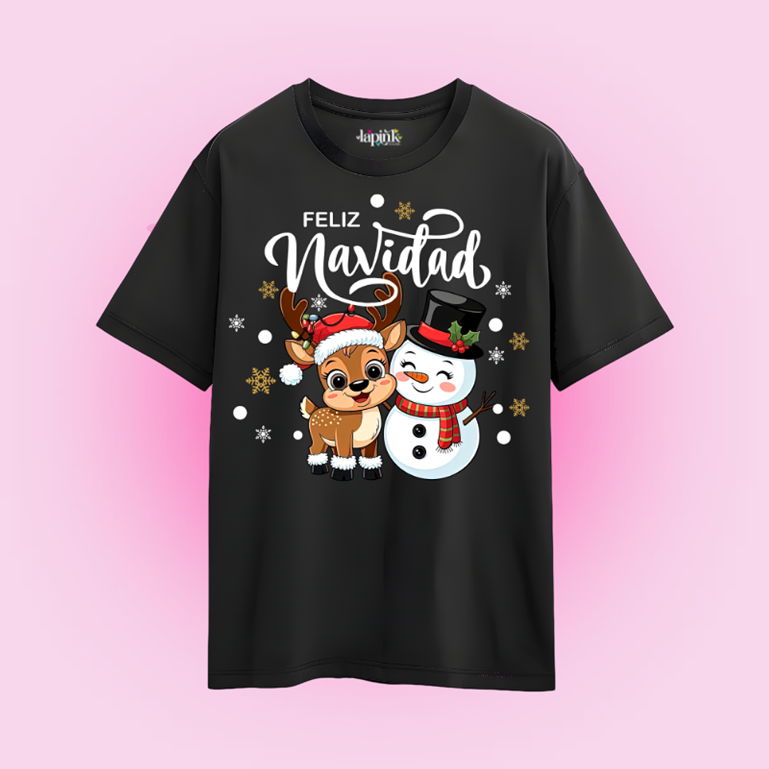 POLERA NAVIDAD FELIZ NAVIDAD RENO MUÑECO DE NIEVE  2