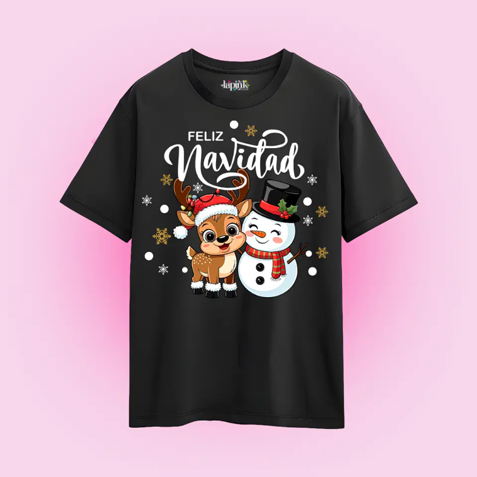 POLERA NAVIDAD FELIZ NAVIDAD RENO MUÑECO DE NIEVE  2