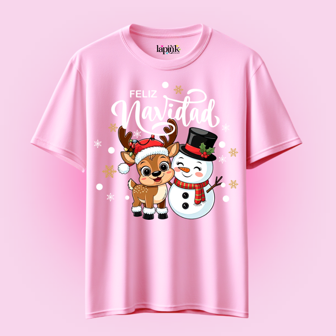 POLERA NAVIDAD FELIZ NAVIDAD RENO MUÑECO DE NIEVE  3