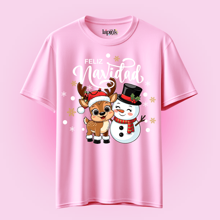 POLERA NAVIDAD FELIZ NAVIDAD RENO MUÑECO DE NIEVE  3