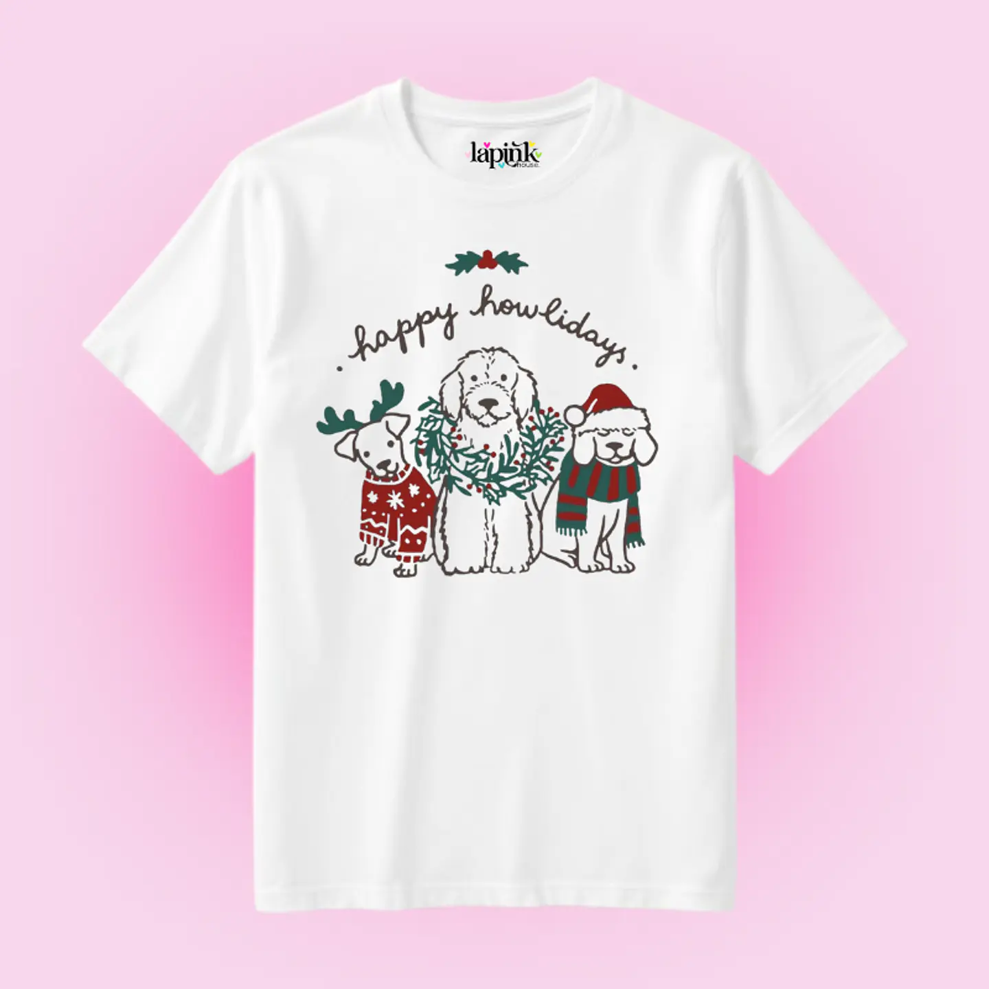 POLERA NAVIDAD HAPPY HOWLIDAYS DOG LOVER 1