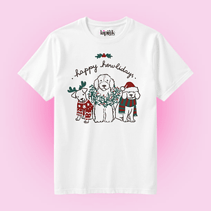 POLERA NAVIDAD HAPPY HOWLIDAYS DOG LOVER