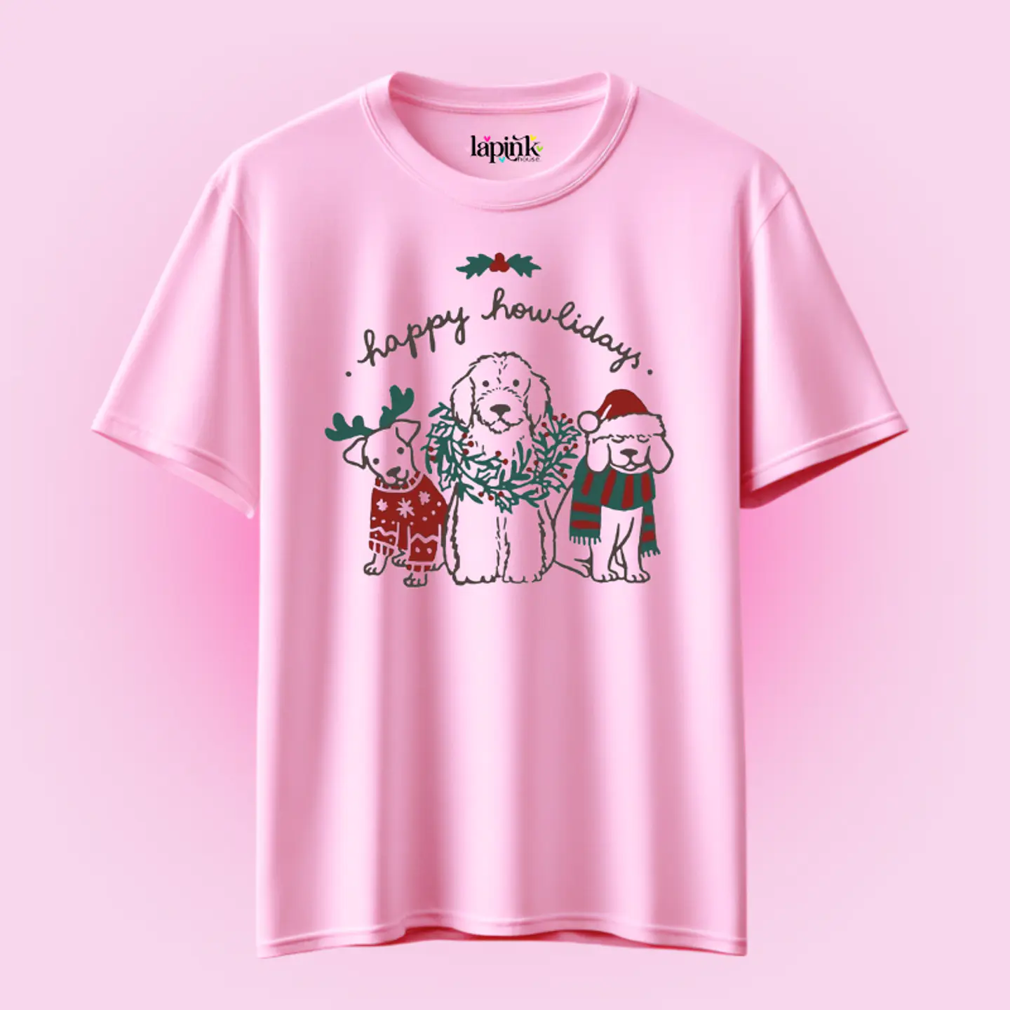 POLERA NAVIDAD HAPPY HOWLIDAYS DOG LOVER 2