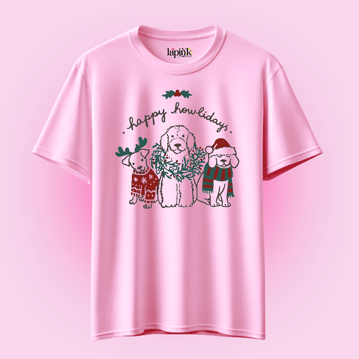 POLERA NAVIDAD HAPPY HOWLIDAYS DOG LOVER 2