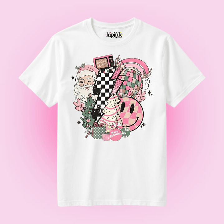 POLERA NAVIDAD RETRO PINK  1