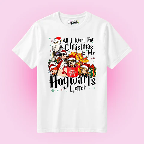 POLERA NAVIDAD HARRY POTTER HOGWARTS LETTER