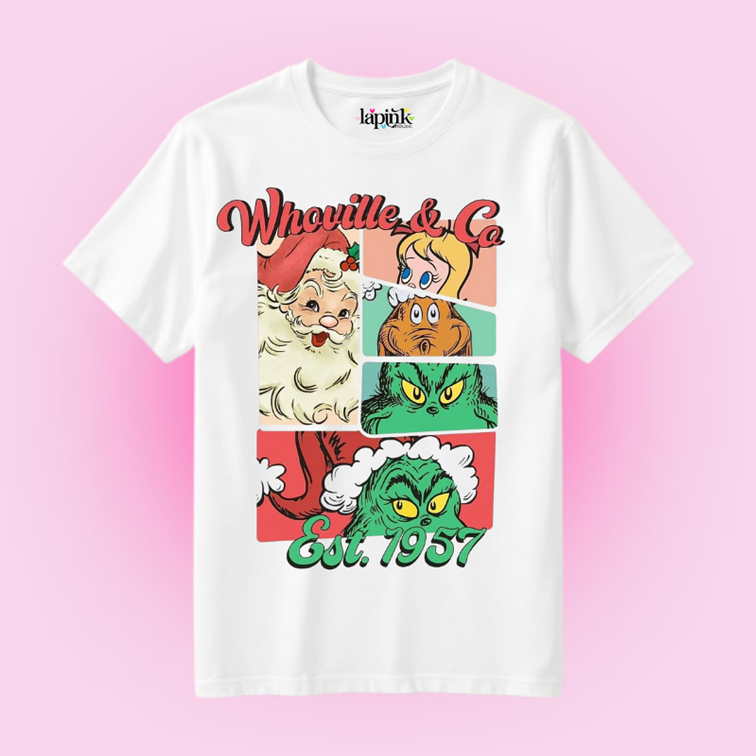 POLERA NAVIDAD GRINCH SANTA WHOVILLE RETRO 1