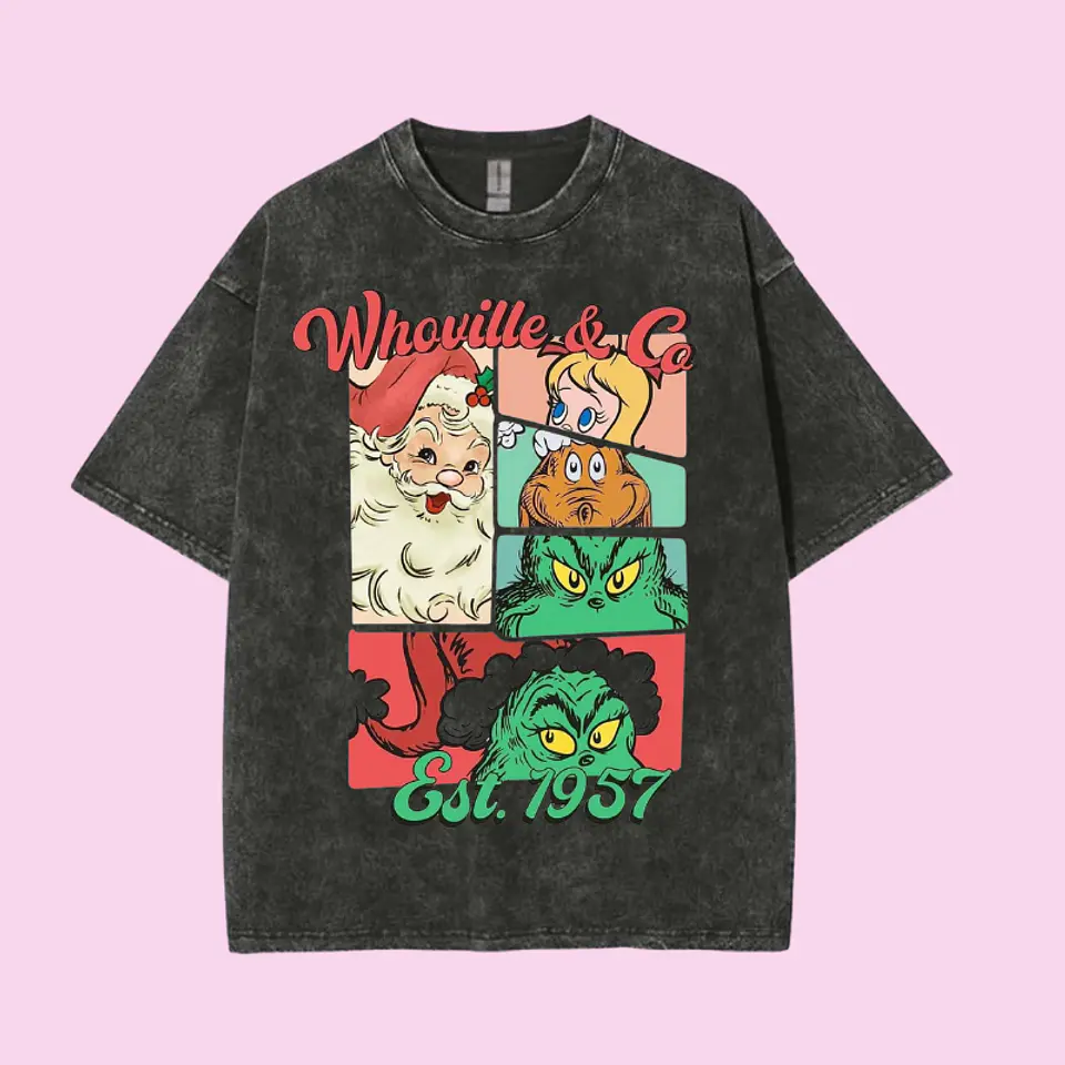 POLERA NAVIDAD GRINCH SANTA WHOVILLE RETRO 2