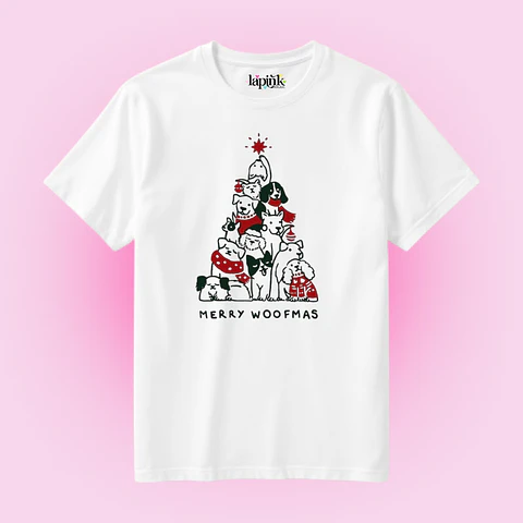 POLERA NAVIDAD MERRY WOOFMAS PERRITOS DOG LOVER