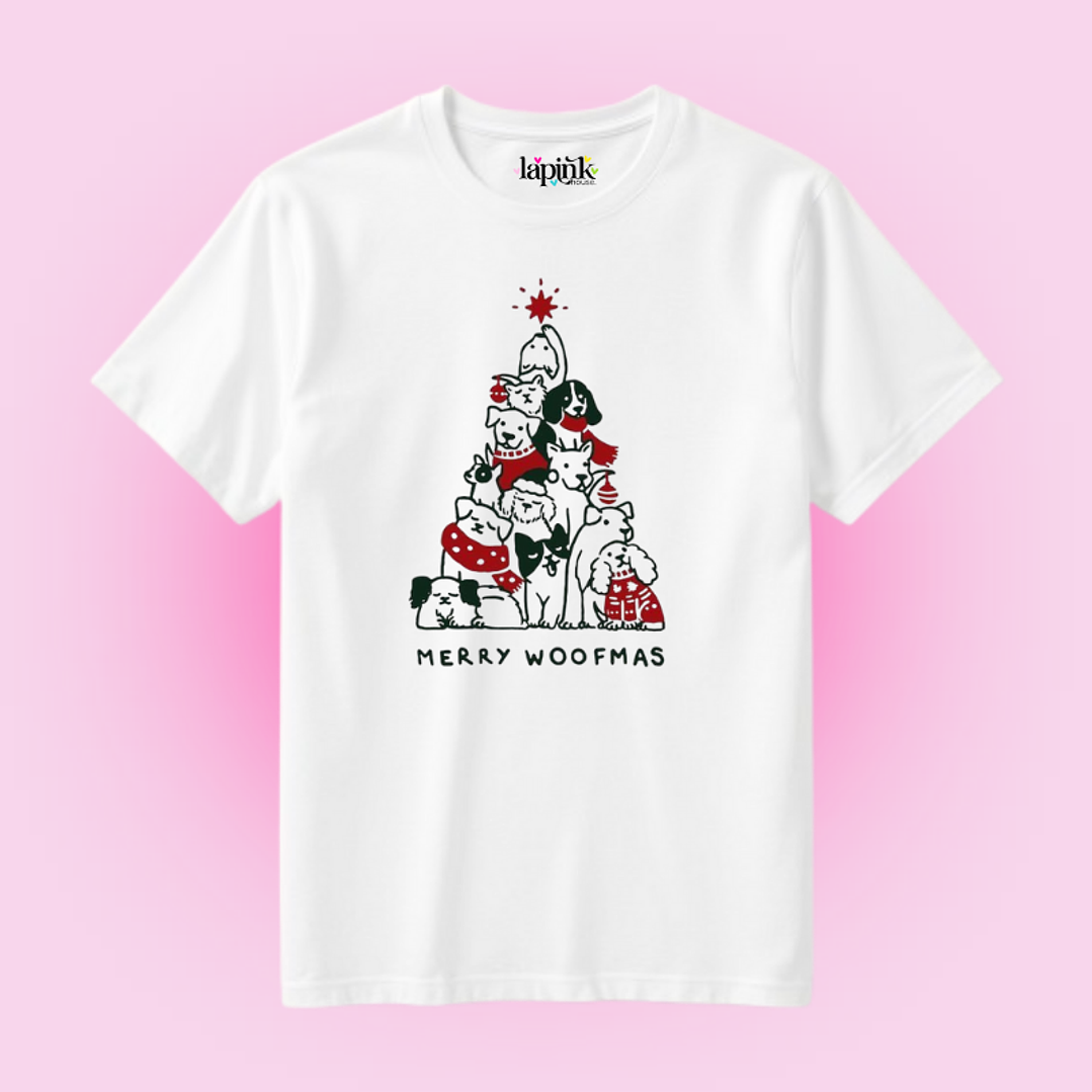 POLERA NAVIDAD MERRY WOOFMAS PERRITOS DOG LOVER 1