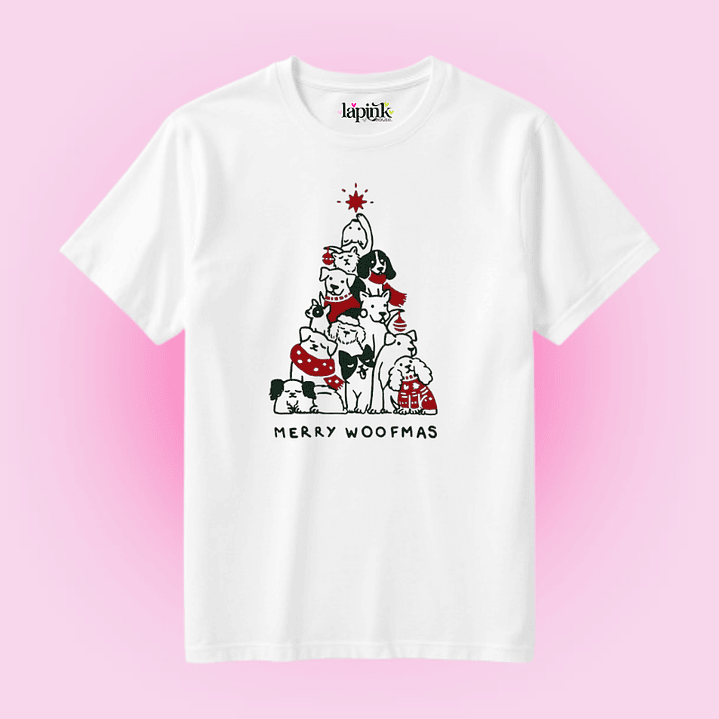 POLERA NAVIDAD MERRY WOOFMAS PERRITOS DOG LOVER 1