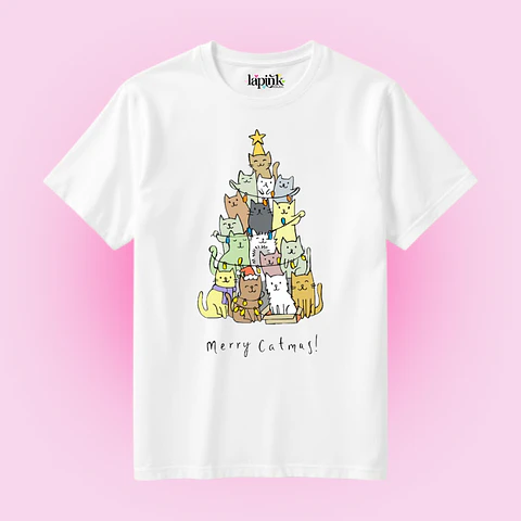POLERA NAVIDAD MERRY CATMAS CAT GATOS 