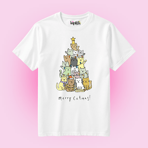 POLERA NAVIDAD MERRY CATMAS CAT GATOS 