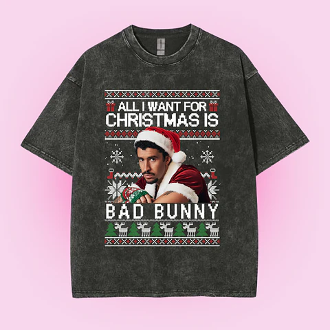 POLERA NAVIDAD ALL I WANT FOR CHRISTMAS IS BAD BUNNY