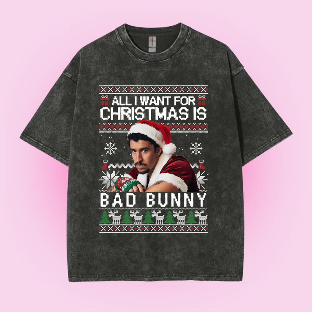 POLERA NAVIDAD ALL I WANT FOR CHRISTMAS IS BAD BUNNY 1