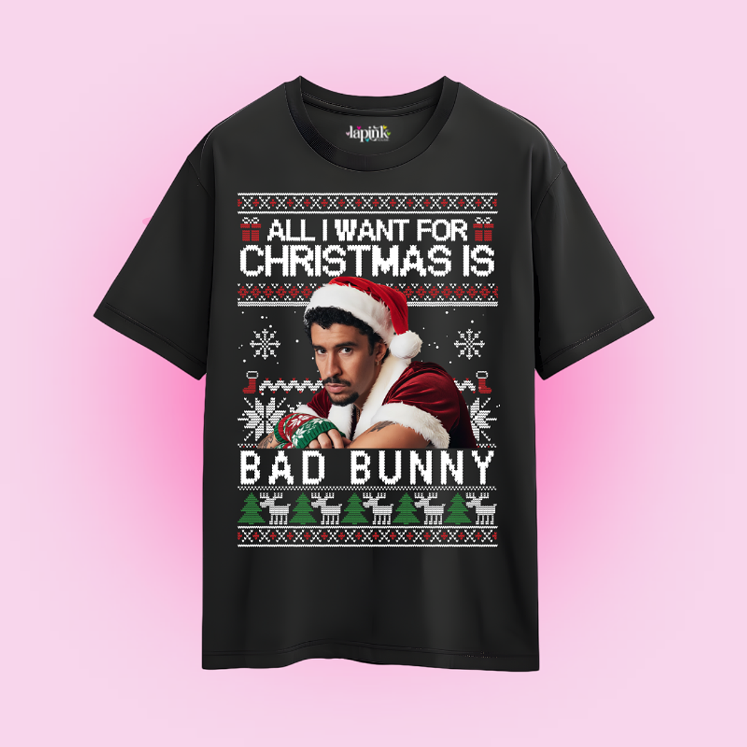POLERA NAVIDAD ALL I WANT FOR CHRISTMAS IS BAD BUNNY 2