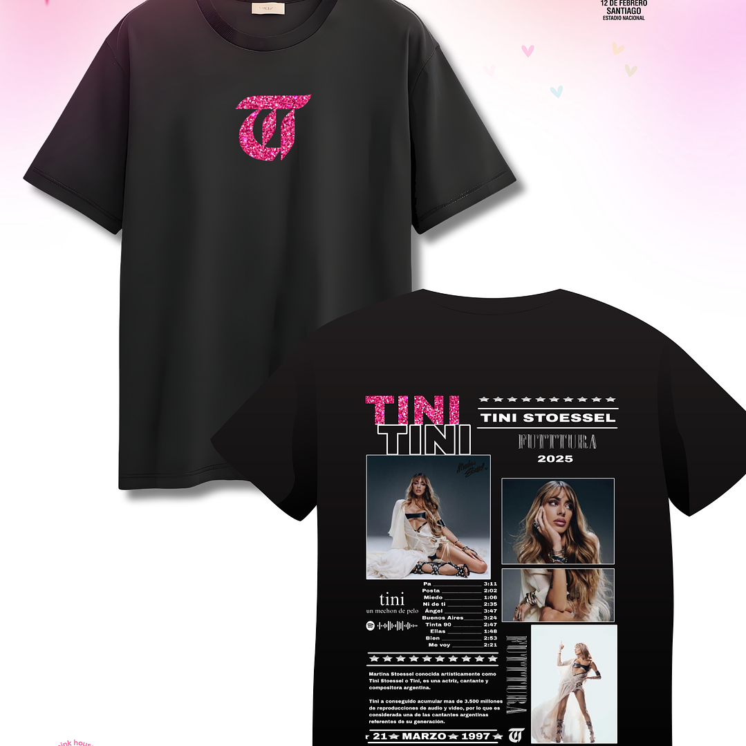 Camiseta TINI Futttura Tour Glitter – Edición Santiago 12 Febrero 2026 – Merch Exclusiva- COPIAR 1