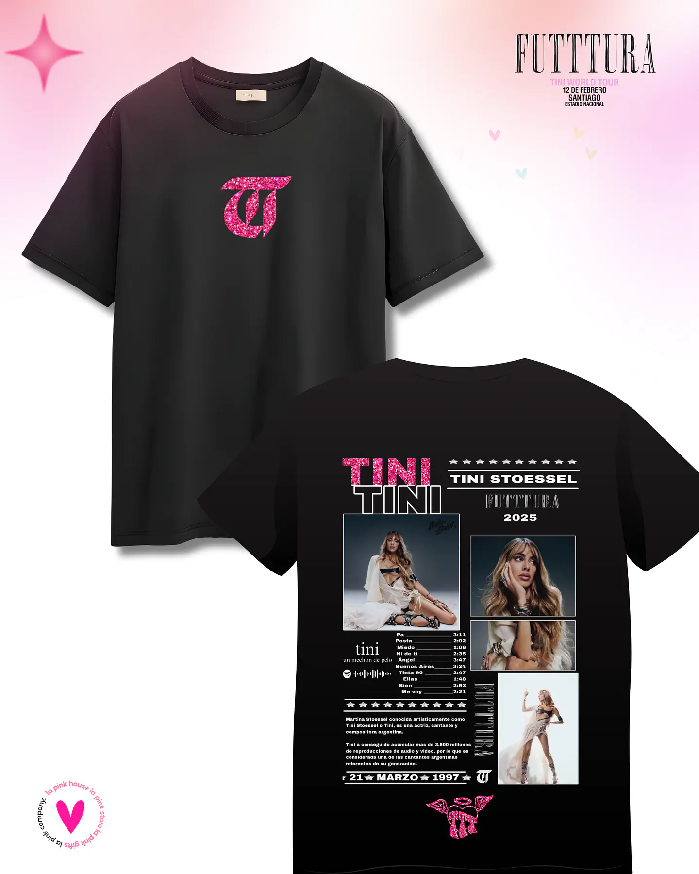Camiseta TINI Futttura Tour Glitter – Edición Santiago 12 Febrero 2026 – Merch Exclusiva- COPIAR 1