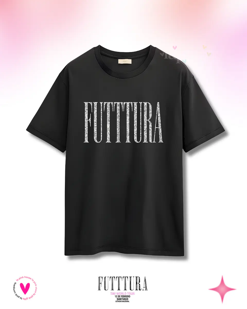 Camiseta TINI Futttura Tour Letras Glitter – Edición Santiago 12 Febrero 2026 – Merch Exclusiva 3