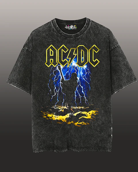 Polera Concierto AC/DC Chile 2026 Edición Especial Rock 12 Acid Wash