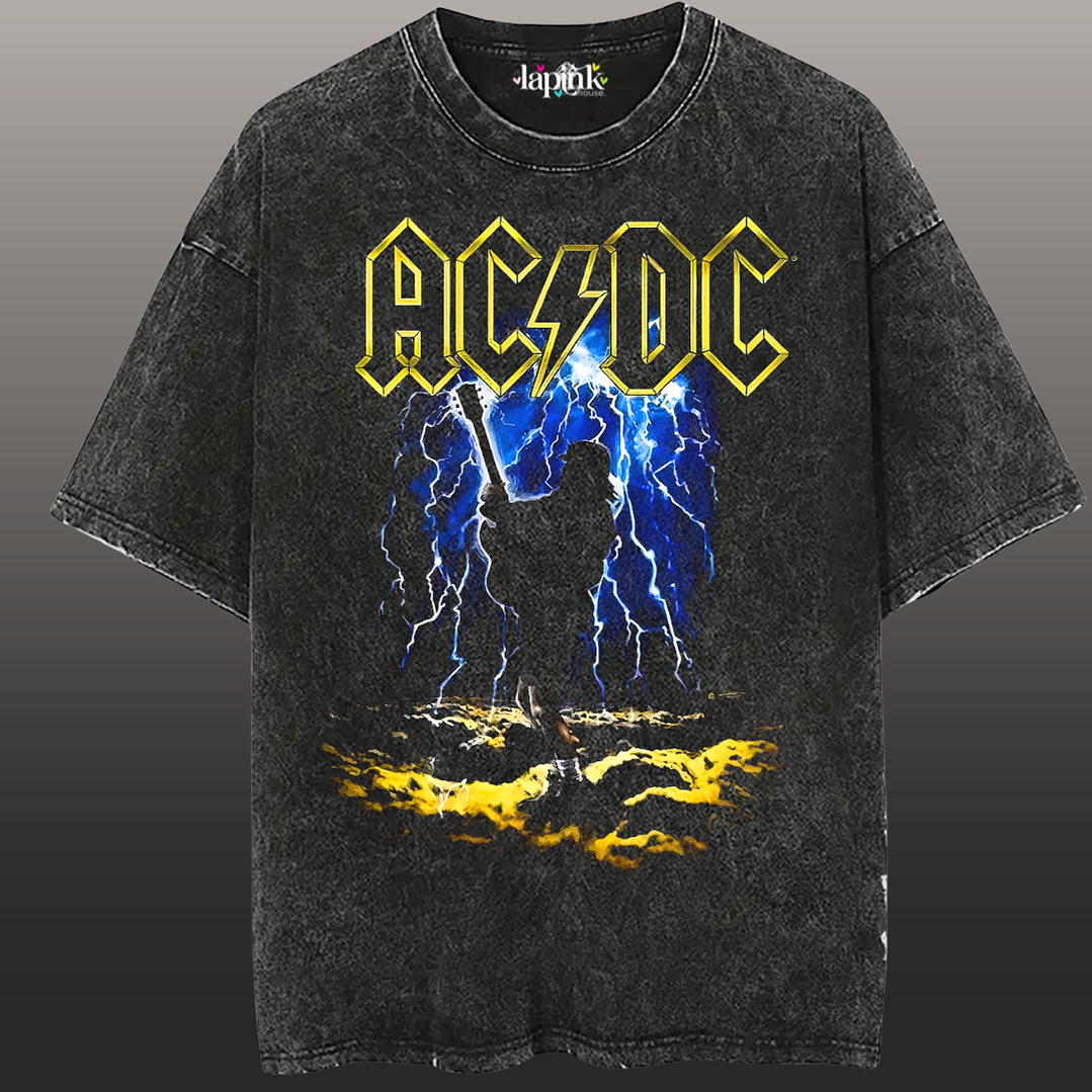 Polera Concierto AC/DC Chile 2026 Edición Especial Rock 12 Acid Wash 1