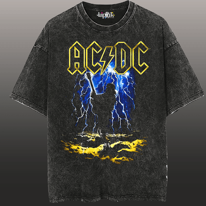 Polera Concierto AC/DC Chile 2026 Edición Especial Rock 12 Acid Wash 1