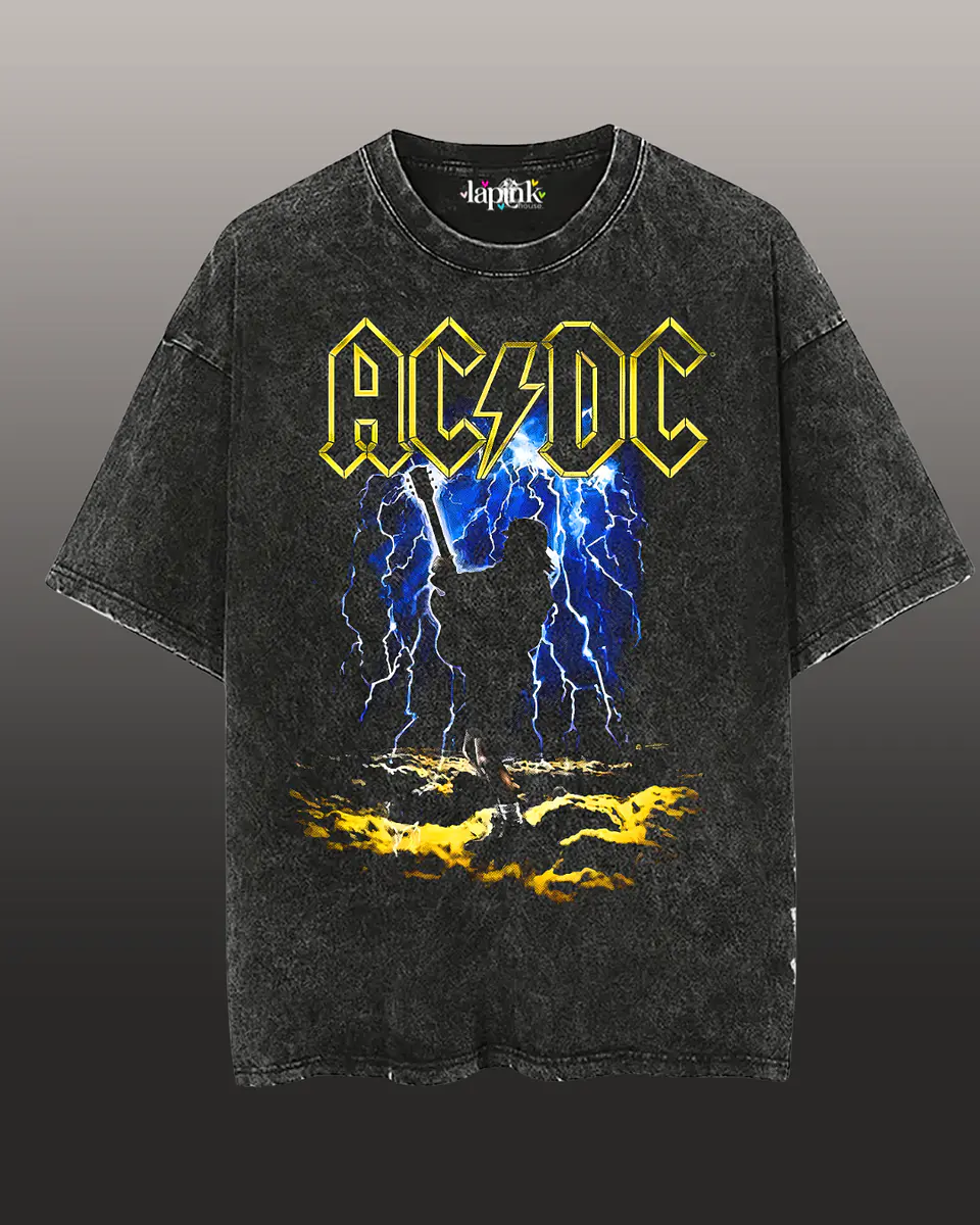 Polera Concierto AC/DC Chile 2026 Edición Especial Rock 12 Acid Wash 1